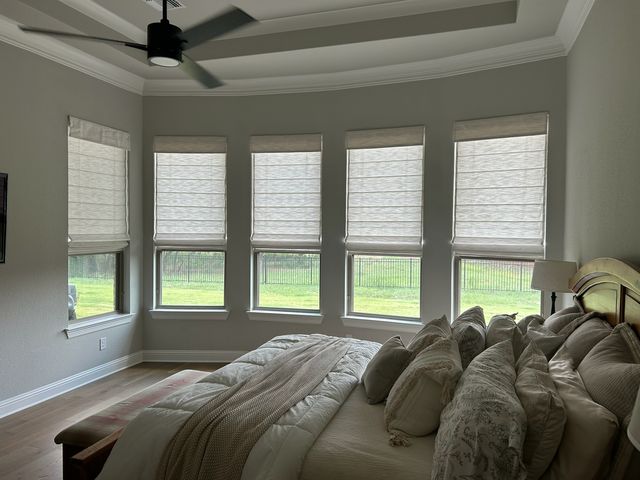 Privacy shades in a closely built newer Ankeny neighborhood