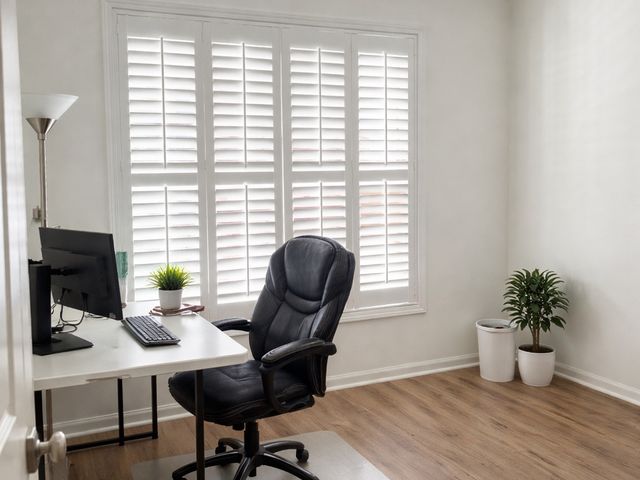 Custom plantation shutter panels showing louver size and material options