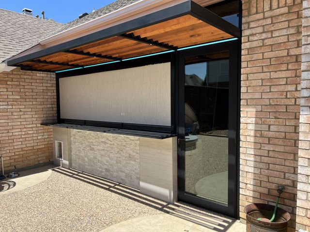 Patio Shades installation by Love Is Blinds Iowa