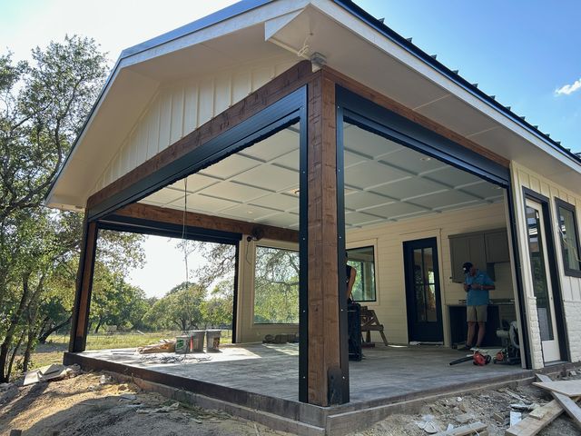 Patio Shades installation by Love Is Blinds Iowa