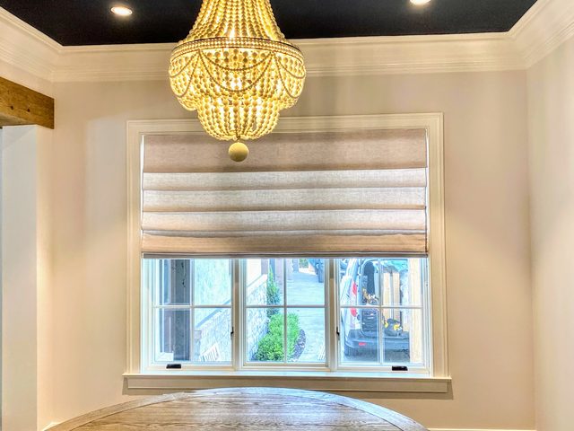 Custom Roman Shades installation by Love Is Blinds Iowa