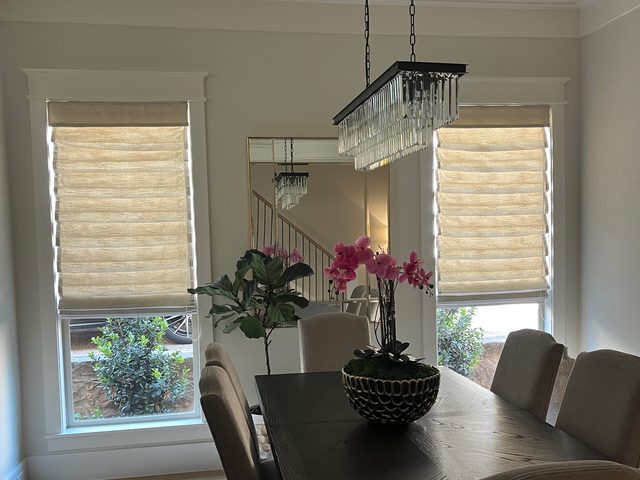 Custom Roman Shades installation by Love Is Blinds Iowa