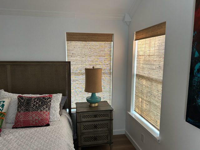 Custom Woven Wood Shades installation by Love Is Blinds Iowa