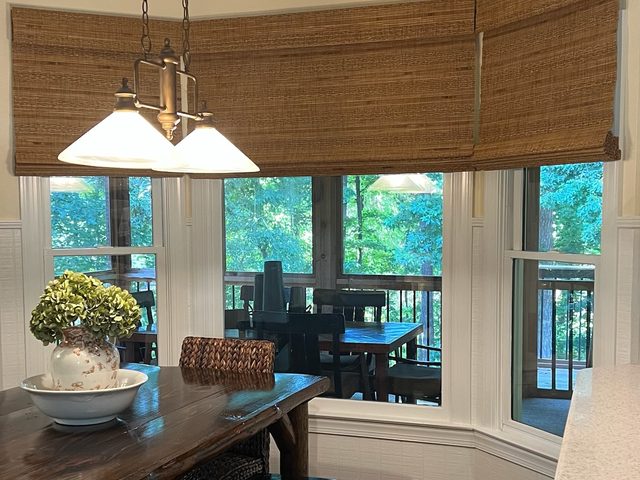 Custom Woven Wood Shades installation by Love Is Blinds Iowa