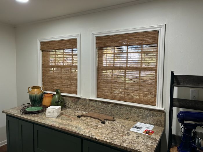 Custom Woven Wood Shades installation by Love Is Blinds Iowa