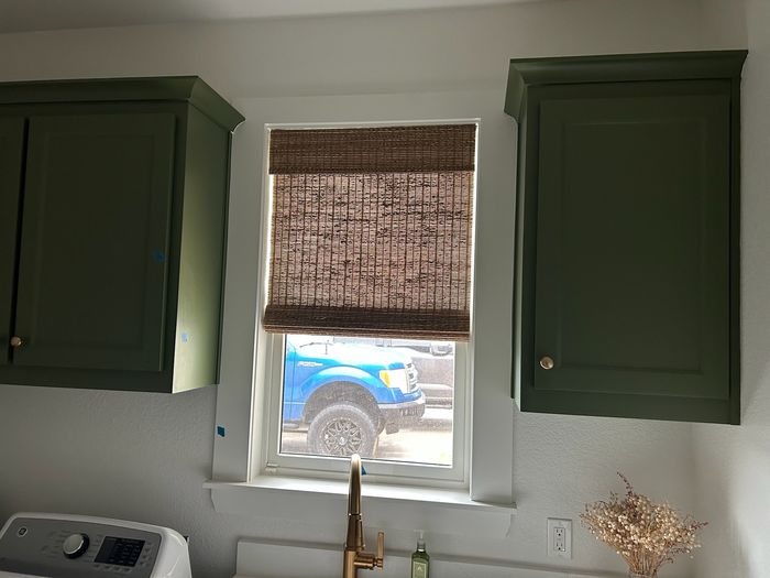 Custom Woven Wood Shades installation by Love Is Blinds Iowa