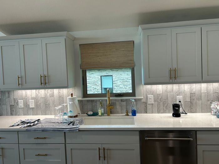 Custom Woven Wood Shades installation by Love Is Blinds Iowa